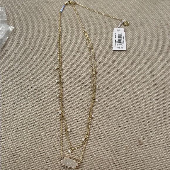 Kendra Scott Elisa Pearl & Drusy Stone Adjustable Layered Necklace/NWT - Picture 11 of 14